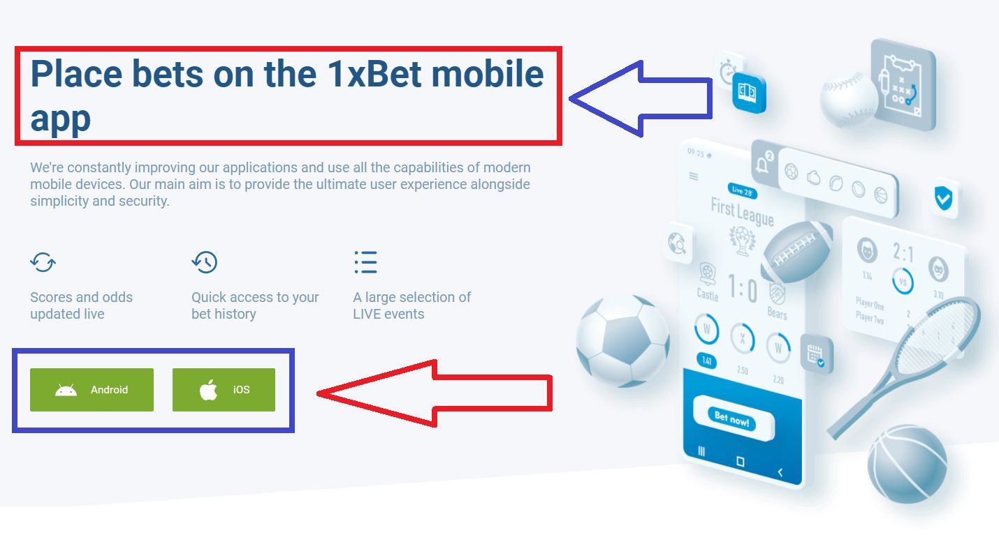 Advantages of the download file for the  app from 1xBet